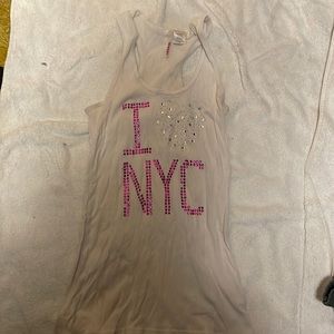 I love NYC Rhinestone Ribbed Tank Top